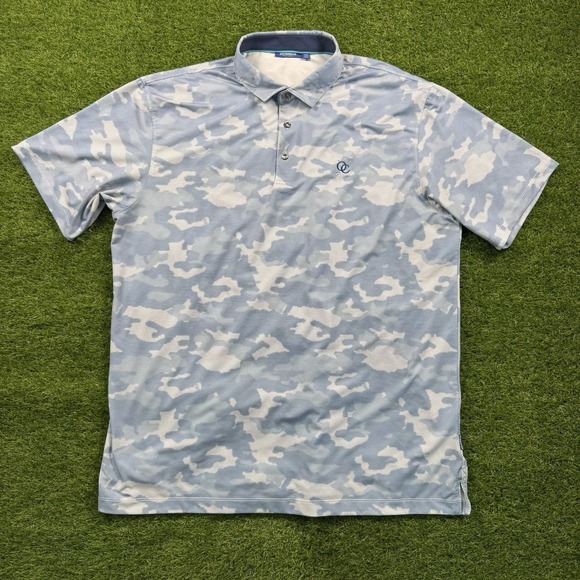 Devereux Other - Devereux Polo Shirt Mens XXL Blue Camo Geometric AOP Golf Stretch Performance
